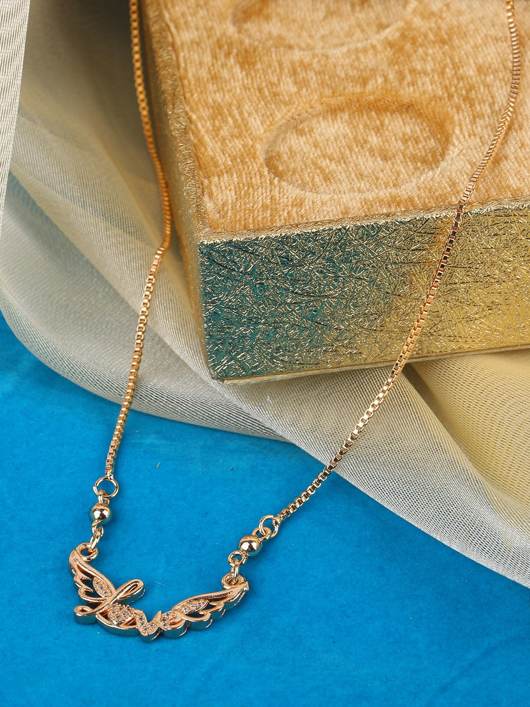 Anikas Creation Women Gold Plated blackbead American Diamond Mangalsutra