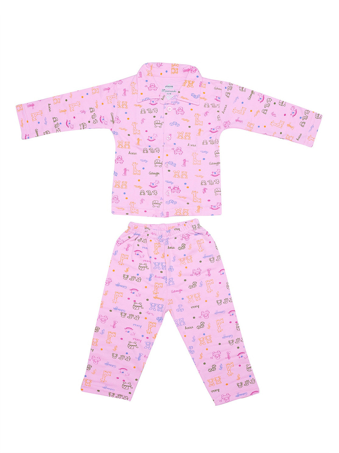 Zoom Minimondo Infant Kids Pink & Orange Printed Cotton Night suit