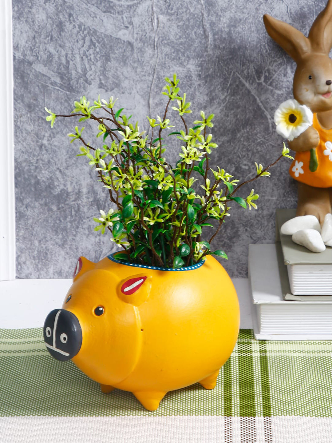 Aapno Rajasthan Yellow & Black Pig Handcrafted Planter