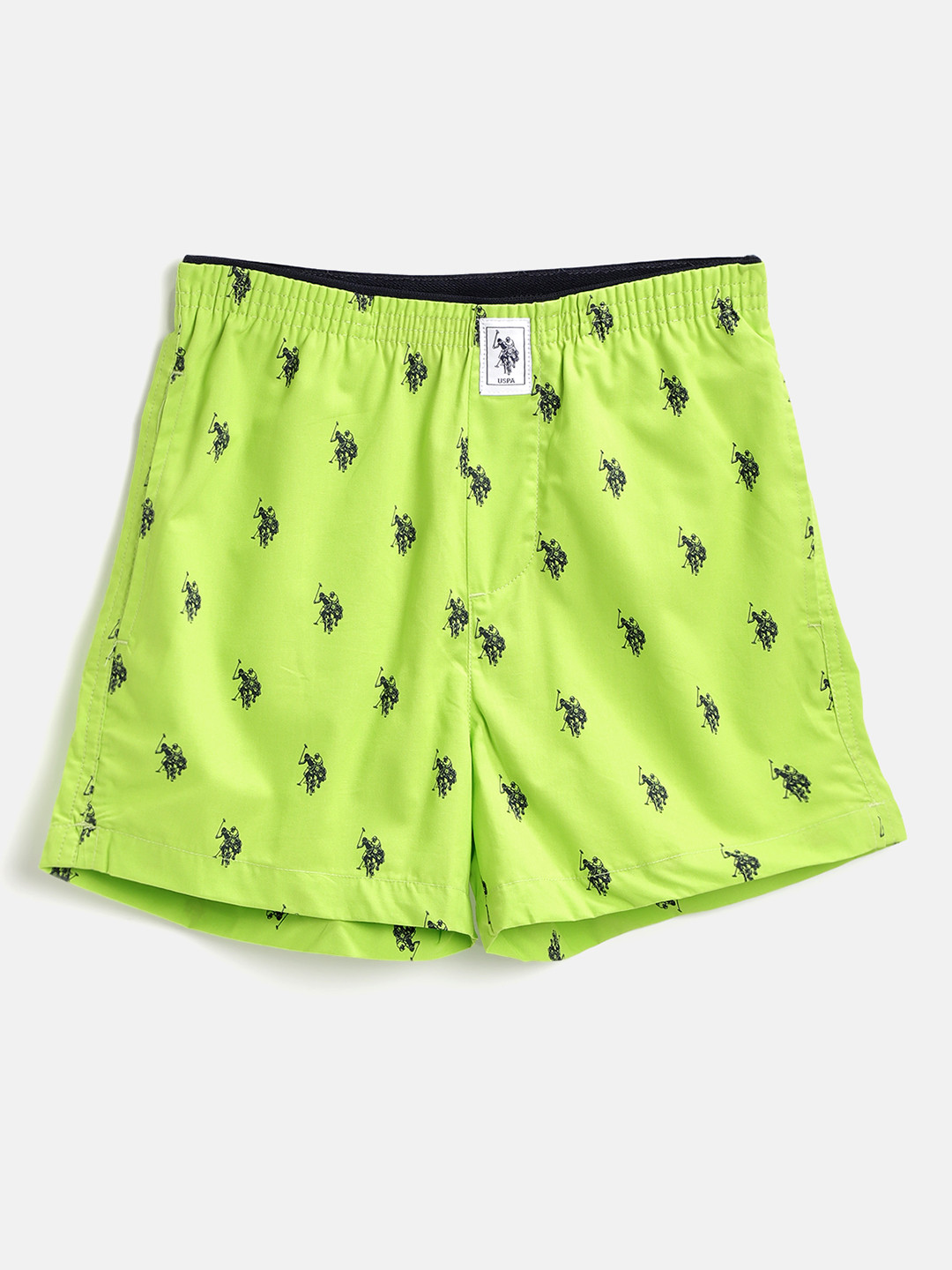 U.S. Polo Assn. Kids Boys Fluorescent Green Printed Pure Cotton Boxers 8905201686867