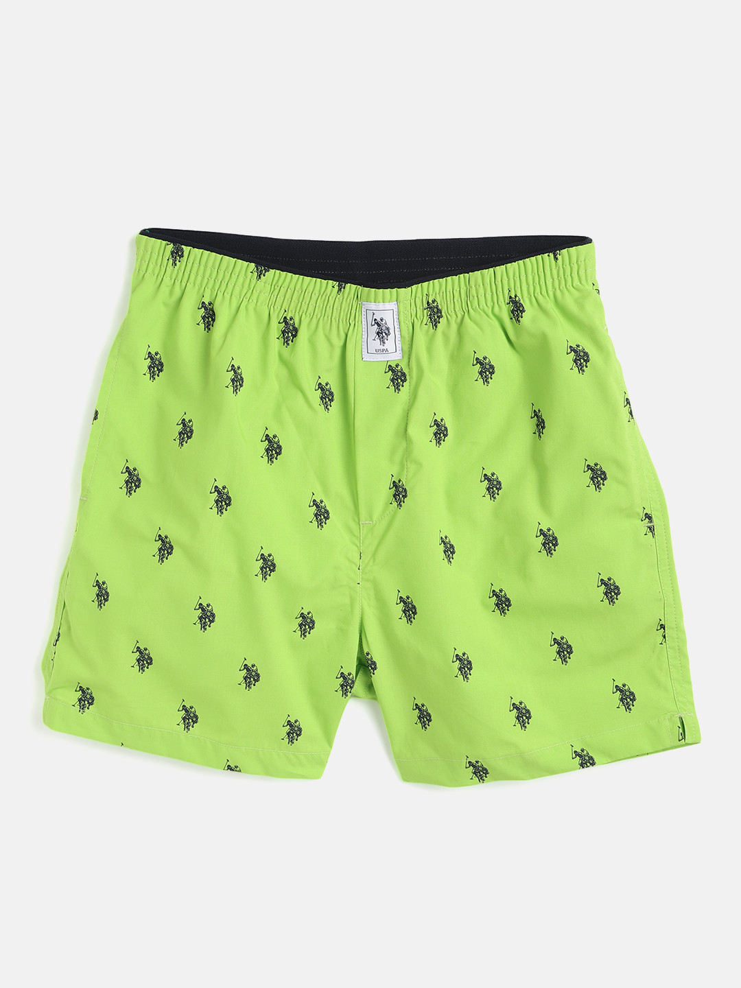 U.S. Polo Assn. Kids Boys Lime Green & Navy Blue Brand Logo Print Boxers 8905201686843