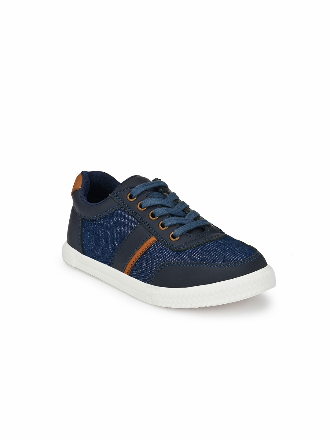 TUSKEY Boys Navy Blue Colourblocked Leather Sneakers