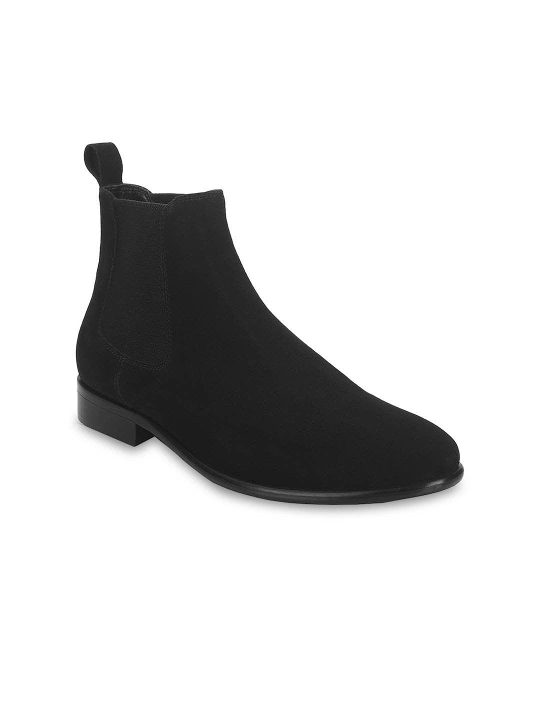 Saint G Men Black Solid Leather Formal Boots