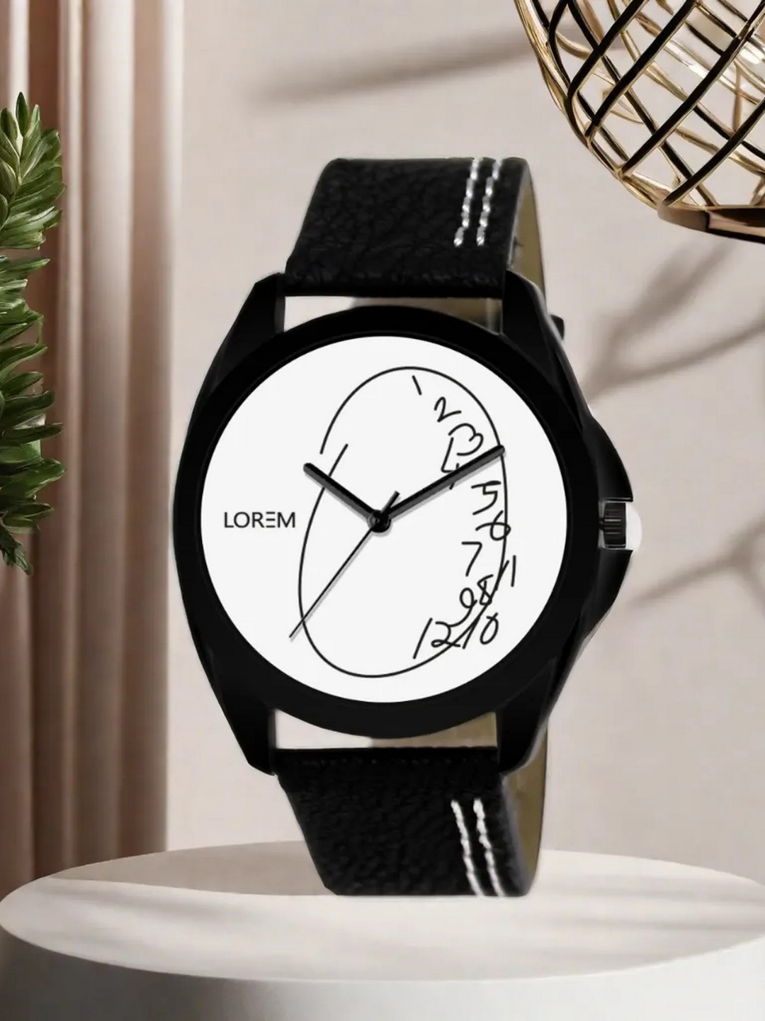 LOREM Men White & Black Analogue Watch LR55