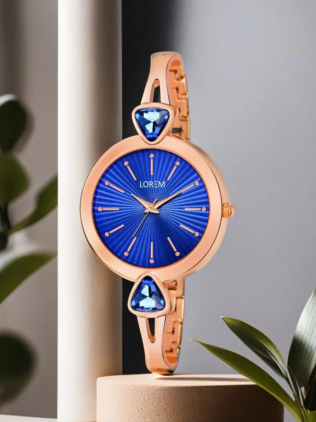 LOREM Women Blue & Rose Analogue Watch LR276