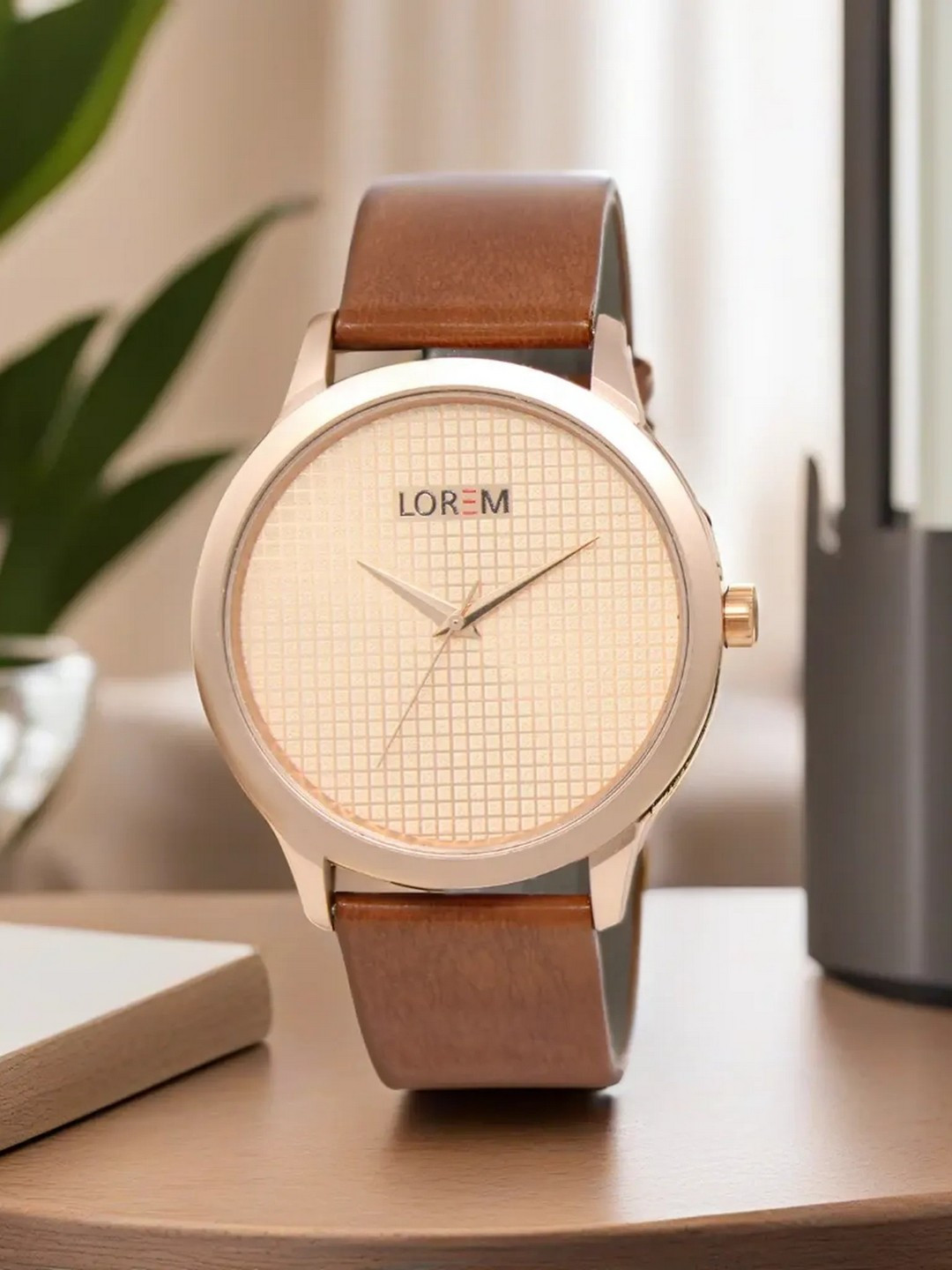 LOREM Men Brown & Gold-Toned Analogue Watch LR34