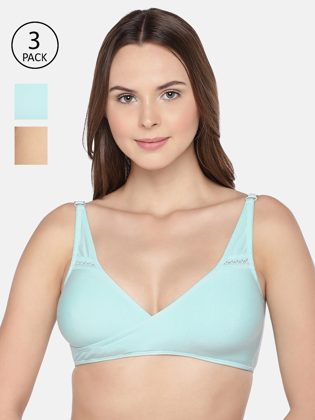 Inner Sense Pack of 3 Assorted Solid Organic Antimicrobial Maternity Bra IMB007C_7C_7F-