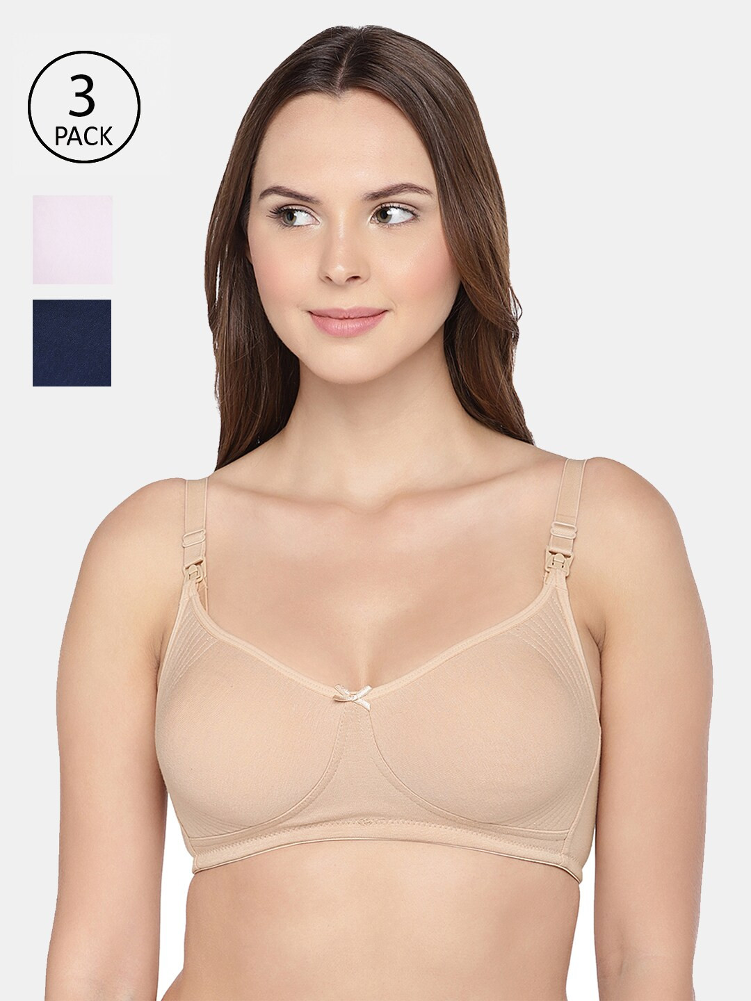 Inner Sense Pack of 3 Bamboo Cotton Non-Padded Full-Coverage Side support Maternity Bra
