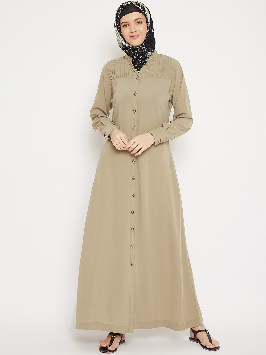 MOMIN LIBAS Women Beige Colored Solid Abaya Burqa