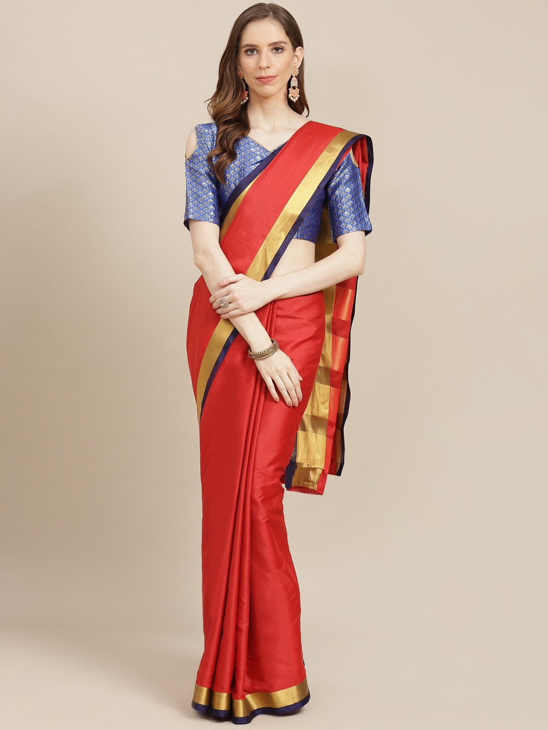 KALINI Red Zari Saree