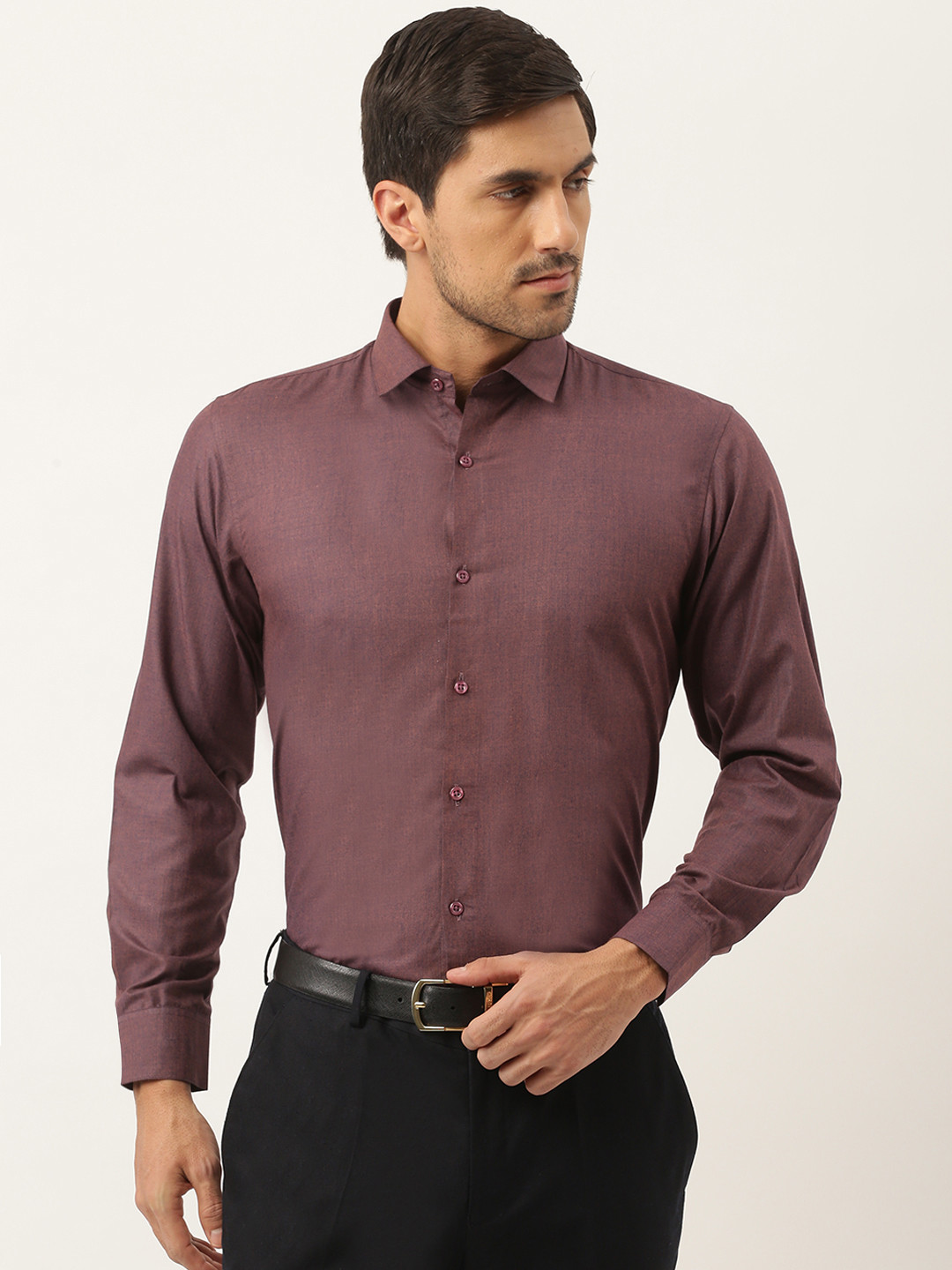 SOJANYA Men Burgundy Classic Fit Formal Shirt