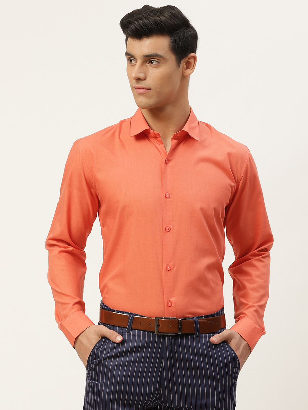 SOJANYA Men Orange Classic Formal Shirt