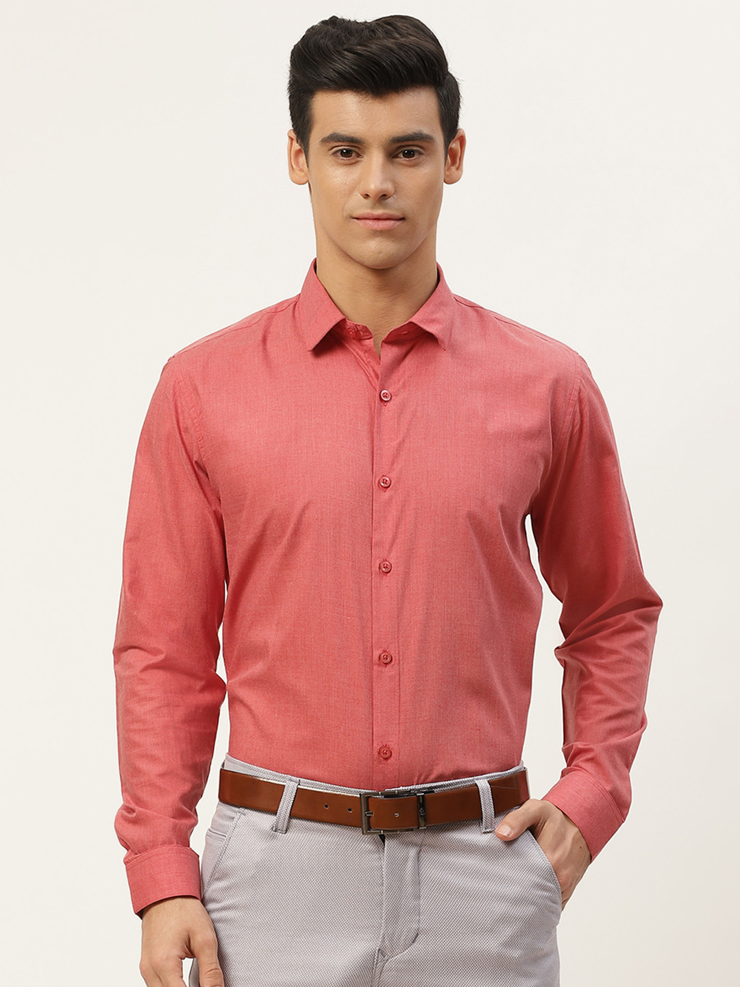 SOJANYA Men Coral Classic Formal Shirt