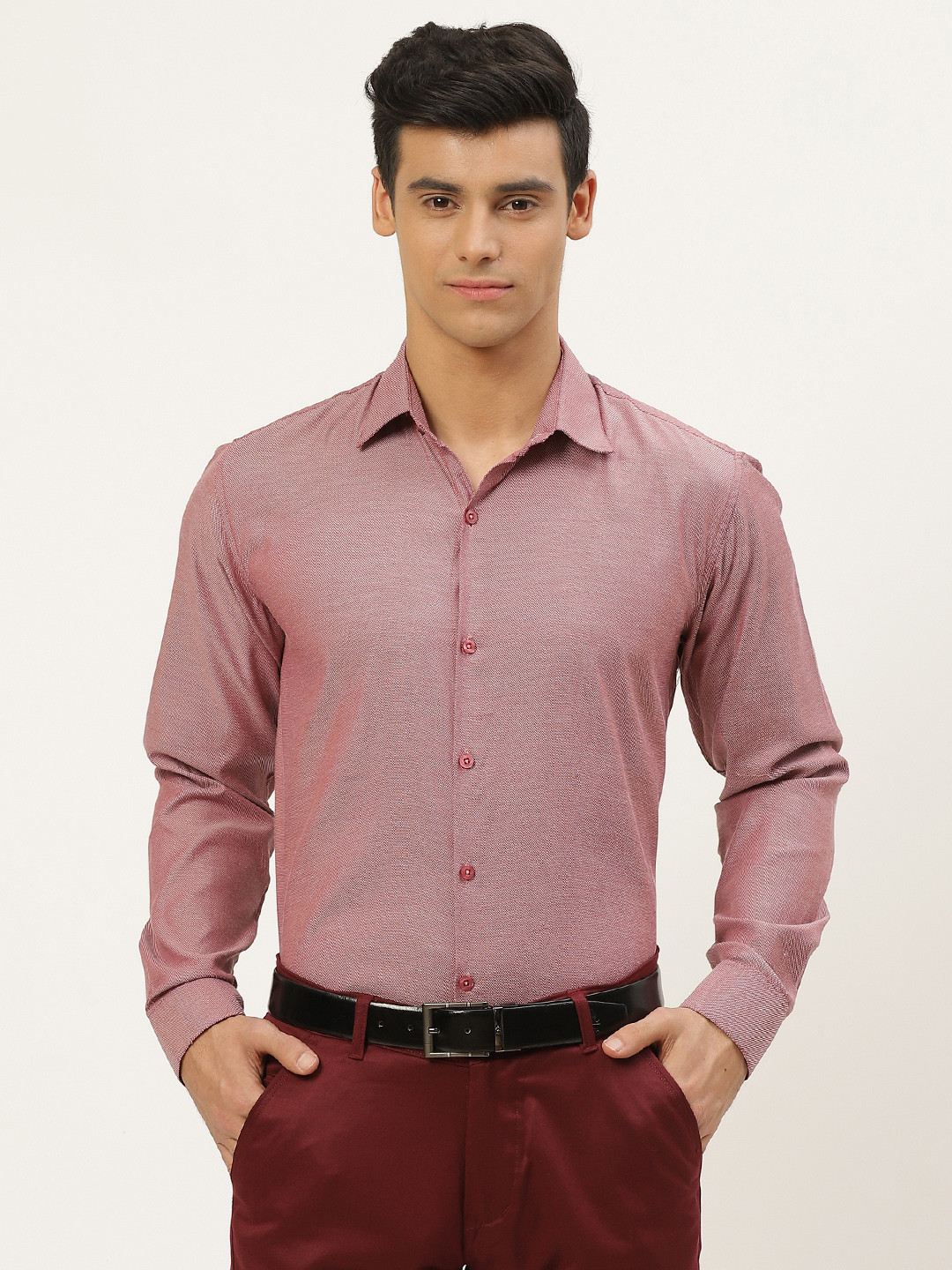 SOJANYA Men Red Classic Formal Shirt