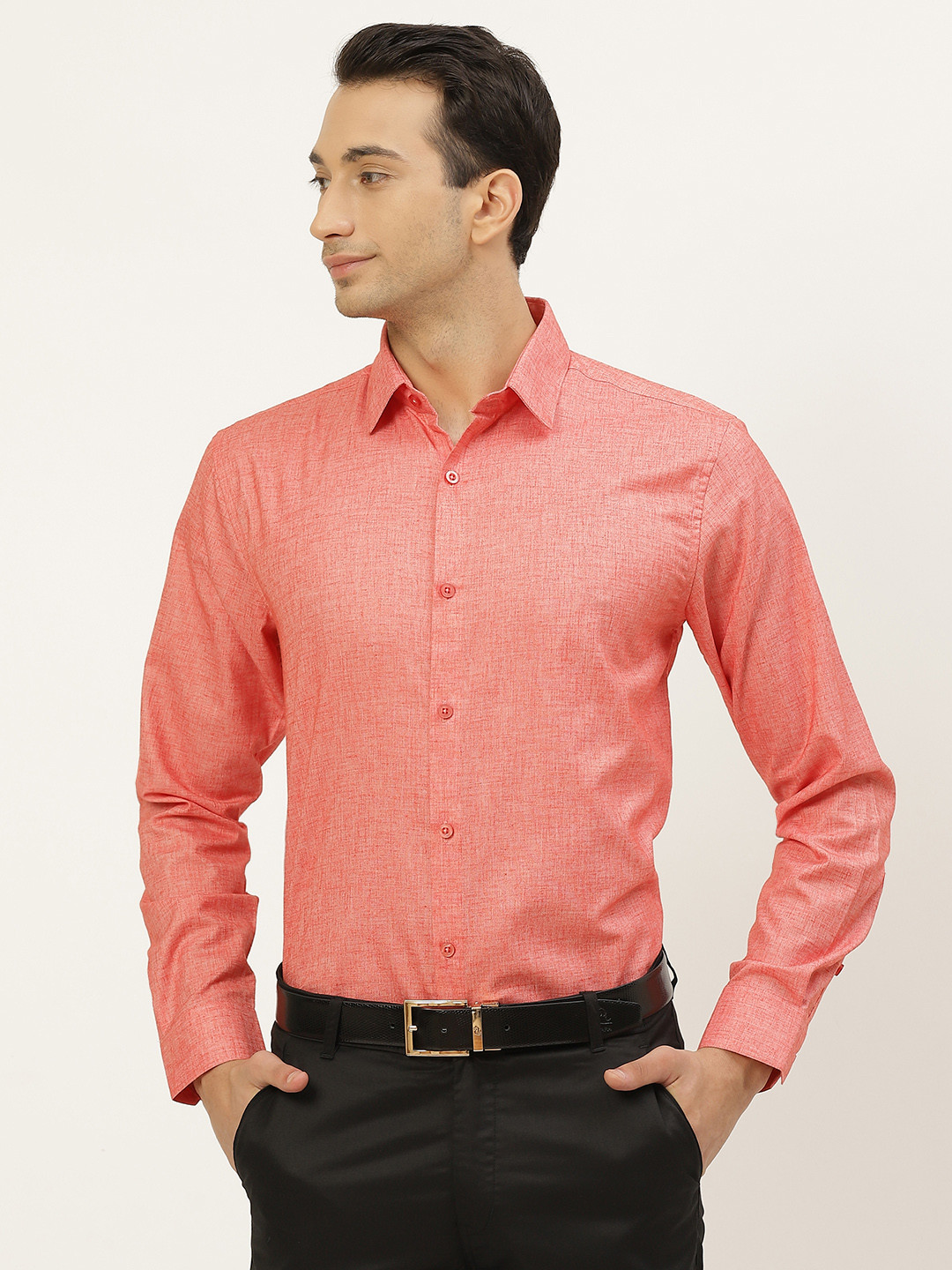 SOJANYA Men Coral Classic Formal Shirt
