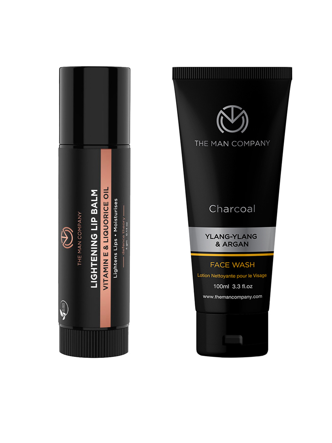 THE MAN COMPANY Set of Ylang Ylang and Argan Charcoal Face Wash & Lightening Lip Balm