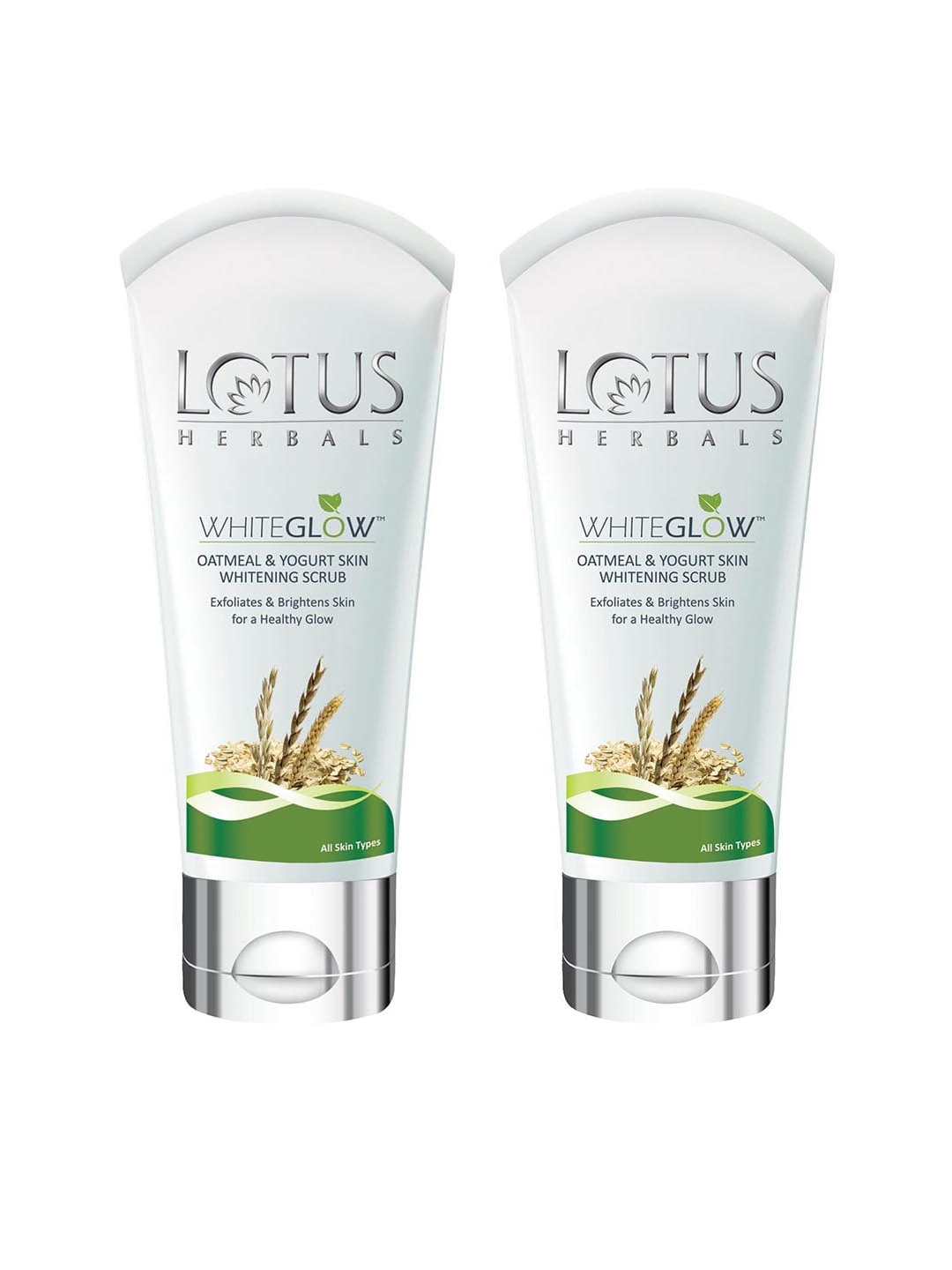 Lotus Herbals Set Of 2 WhiteGlow Oatmeal Yogurt Skin Whitening Scrub