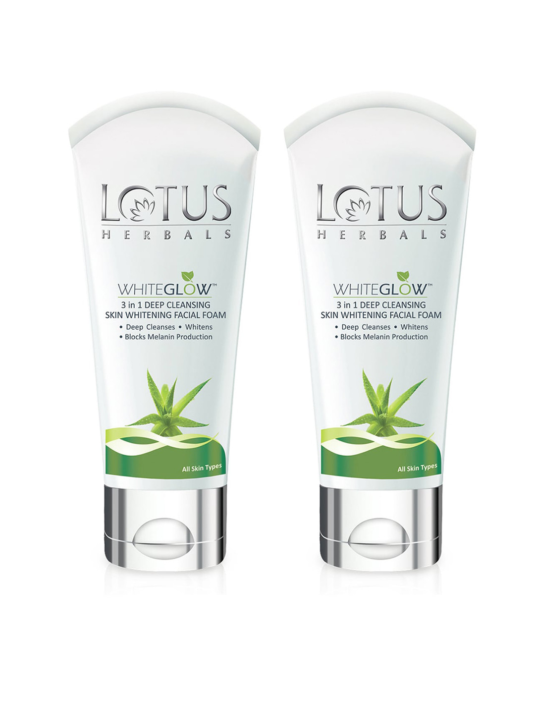 Lotus Herbals Set Of 2 Sustainable WhiteGlow 3-in-1 Skin Cleansing & Whitening Facial Foam