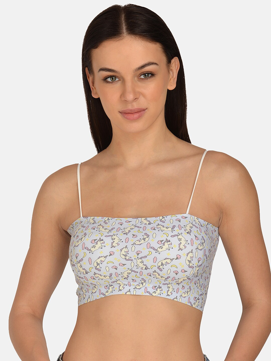 mod & shy Grey Printed Non-Wired Lightly Padded Bralette Bra MS251-Grey