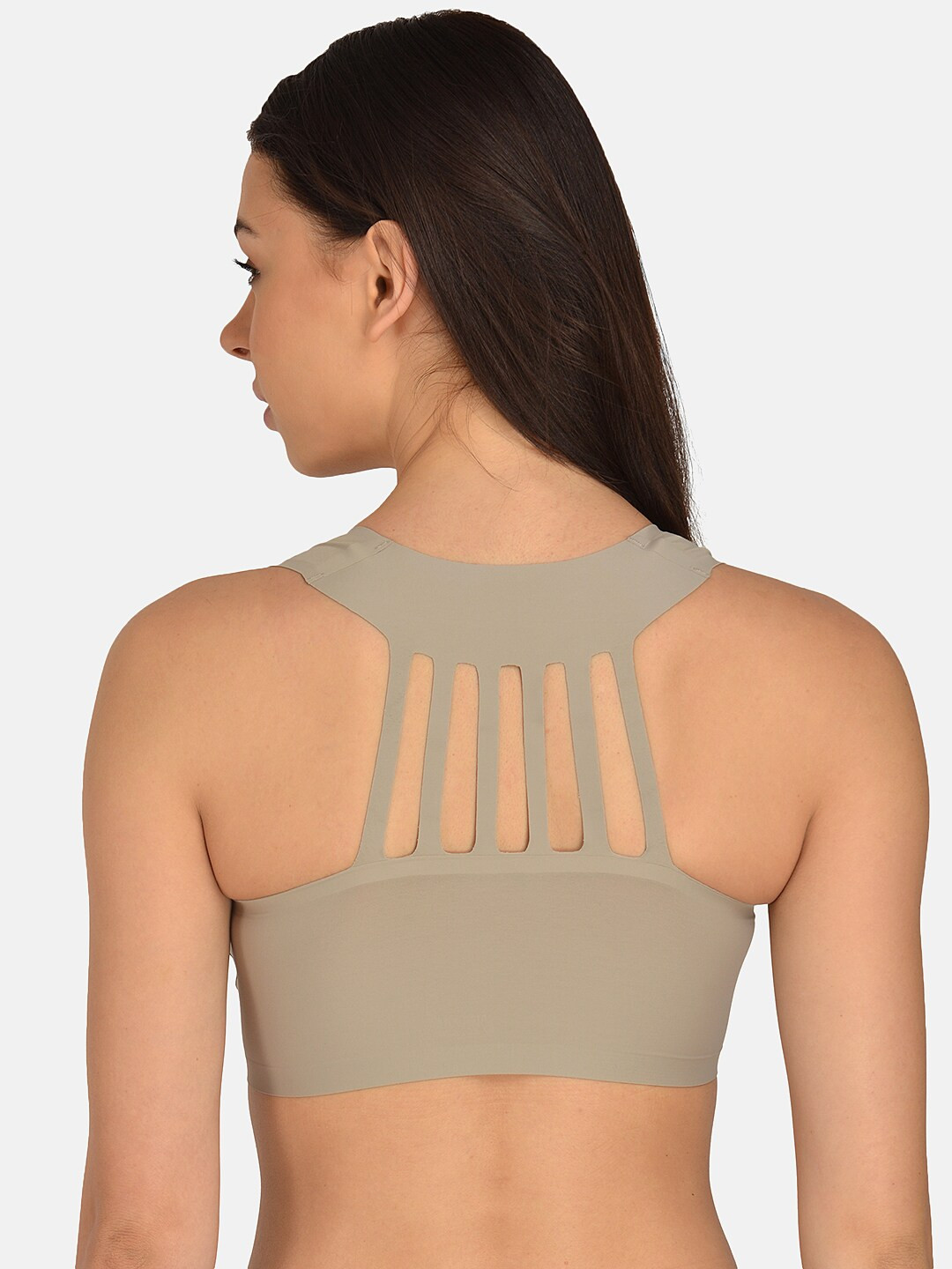 mod & shy Grey Solid Non-Wired Lightly Padded  Styled Back Bralette Bra MS242