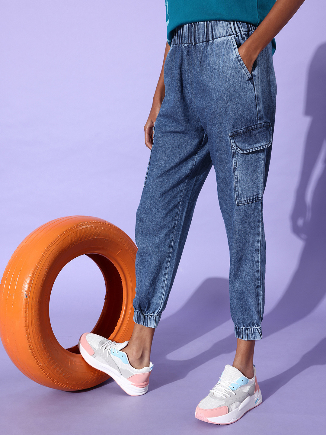 Roadster Women Blue Jogger Fit Cropped Jeans