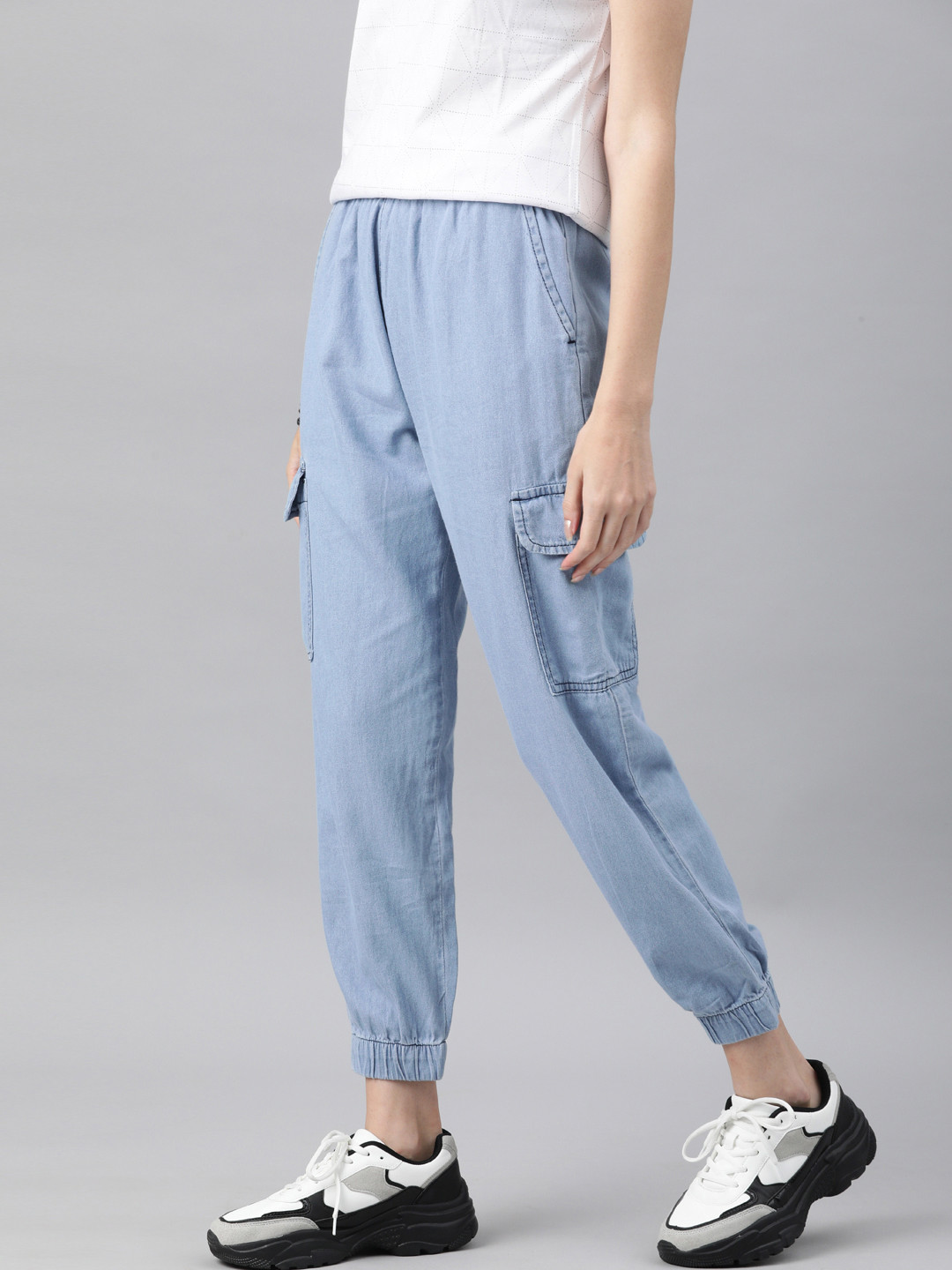 Roadster Women Blue Pure Cotton Jogger High-Rise Stretchable Jeans