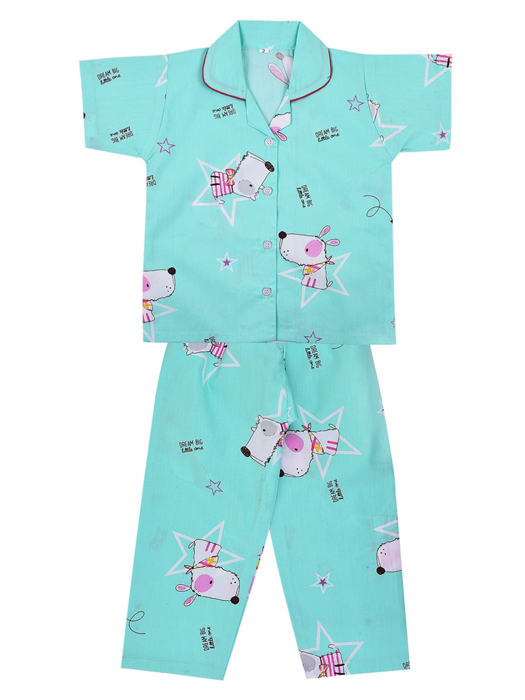 Wish Karo Girls Sea Green Printed Night suit