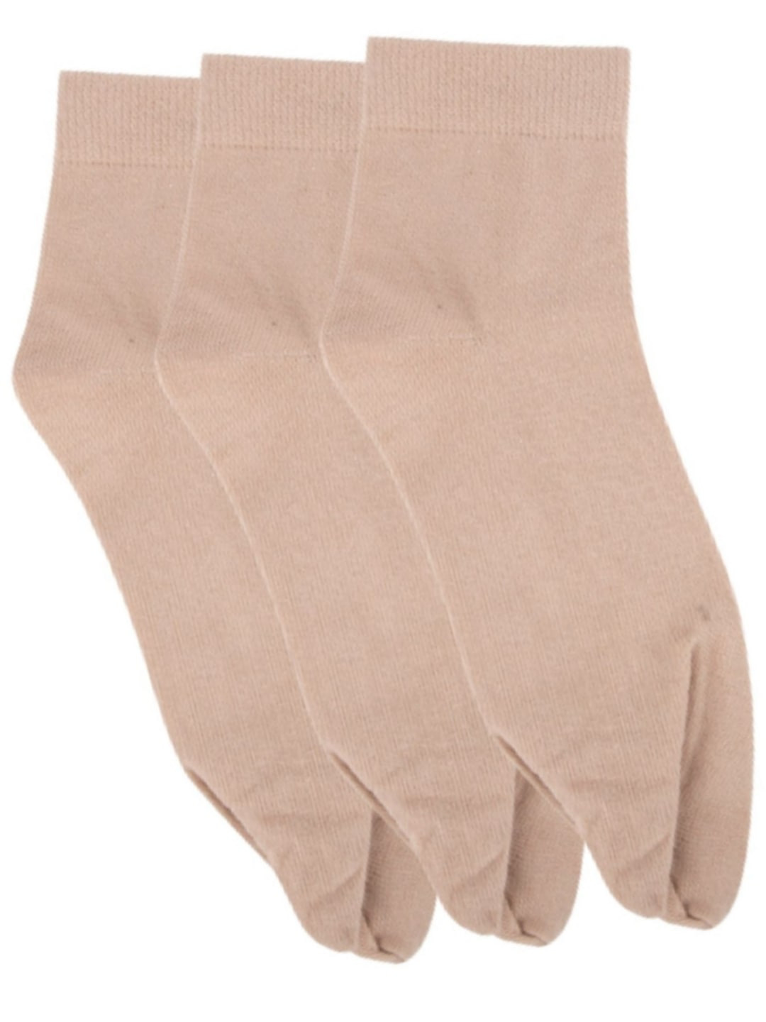 N2S NEXT2SKIN Women Pack Of 3 Beige Solid Ankle-Length Thumb Socks