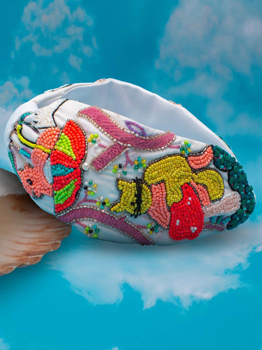 HAIR DRAMA CO. Women Nutty Love Crystals Beaded & Embroidered Knotted Hairband