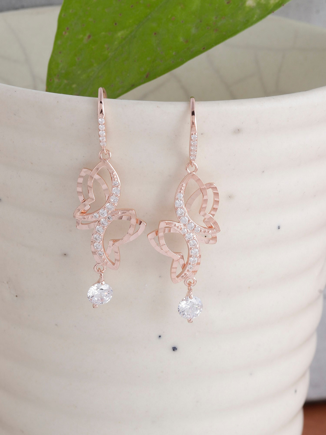 GIVA 925 Silver Rose Gold Shining Butterfly Earrings