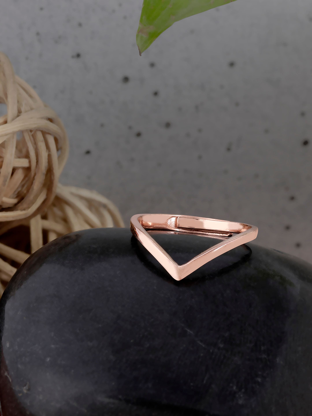 GIVA 925 Sterling Silver Rose Gold-Plated Wishbone Adjustable Finger Ring