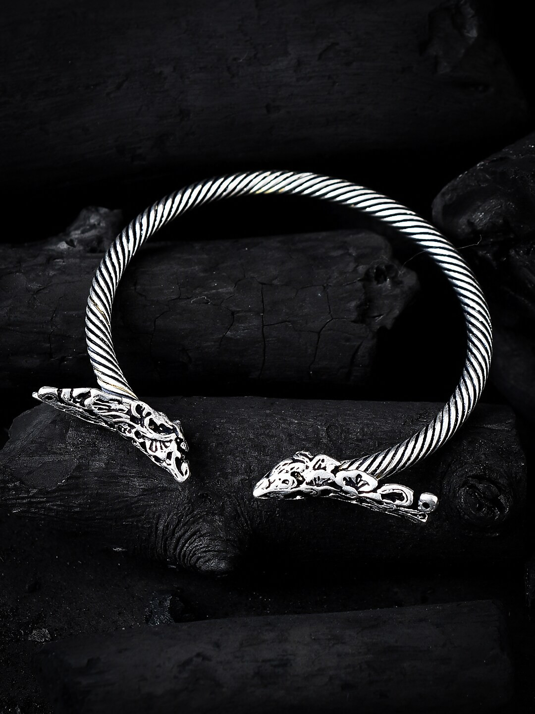 Silvermerc Designs Silver-Plated Oxidised Kada Bracelet