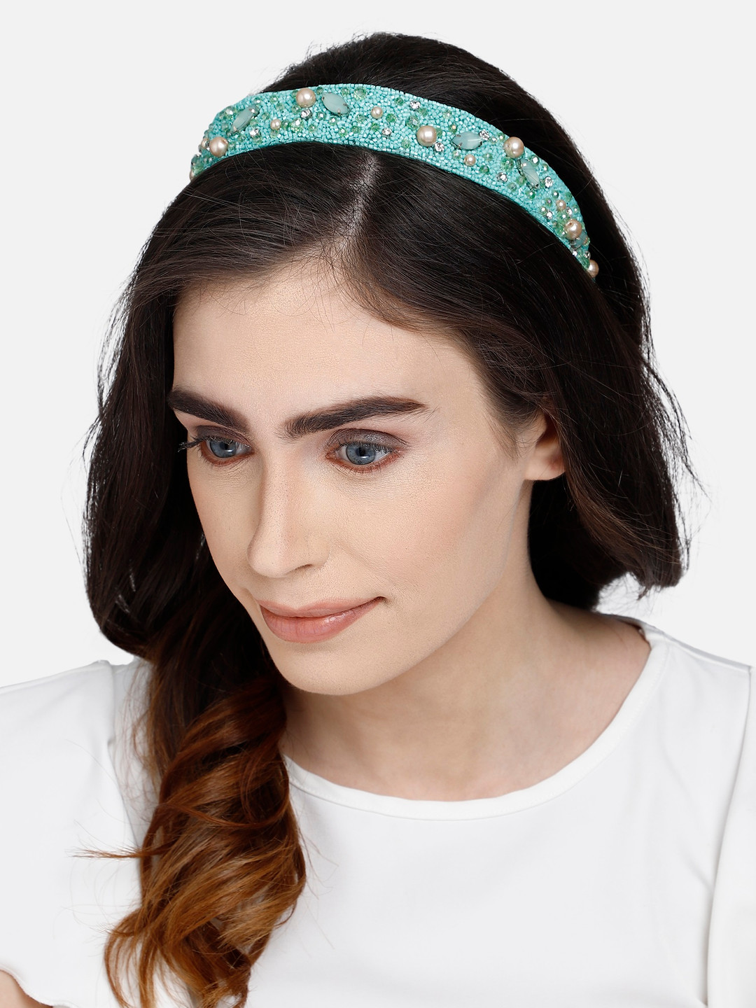 Anekaant Sea Green Beaded Hairband