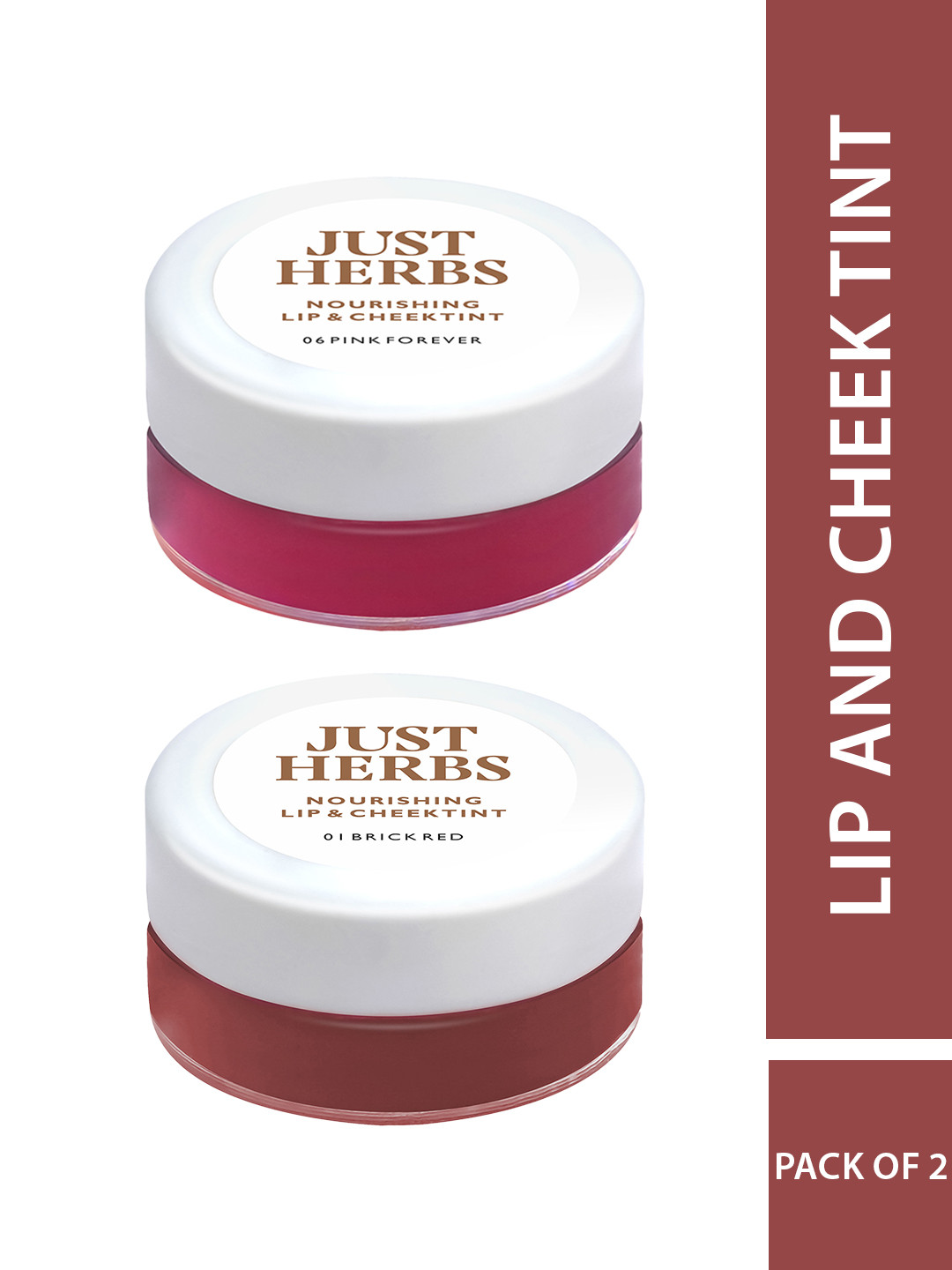 Just Herbs Women Pack of 2 Lip and Cheek Pink Forever and Brick Red Tint 4 gm Each
