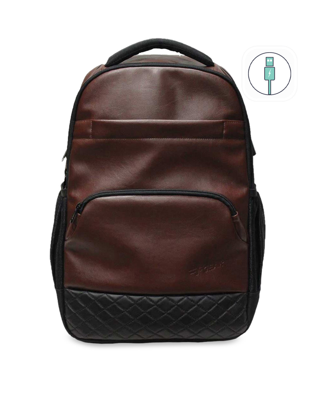 F Gear Unisex Brown Backpacks with USB Charging Port