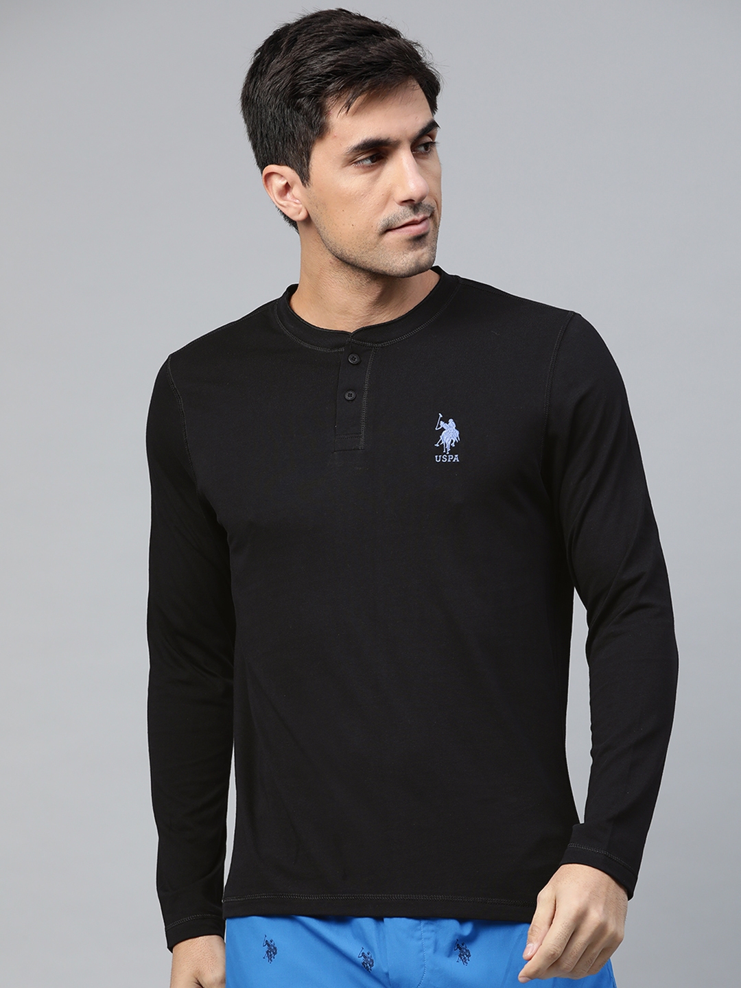 U.S. Polo Assn. Solid Men Polo Neck Black T-shirt