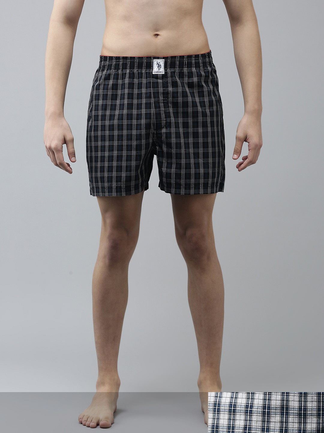 U.S. Polo Assn. Men Pack of 2 Checked Pure Cotton Boxers 8905202300595-Multi