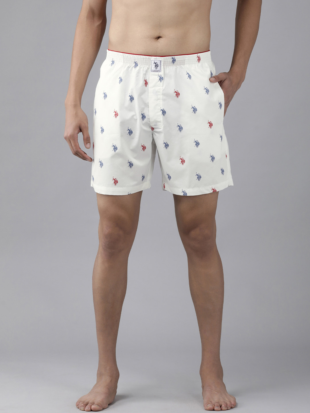 U.S. Polo Assn. Men White Printed Cotton Boxers