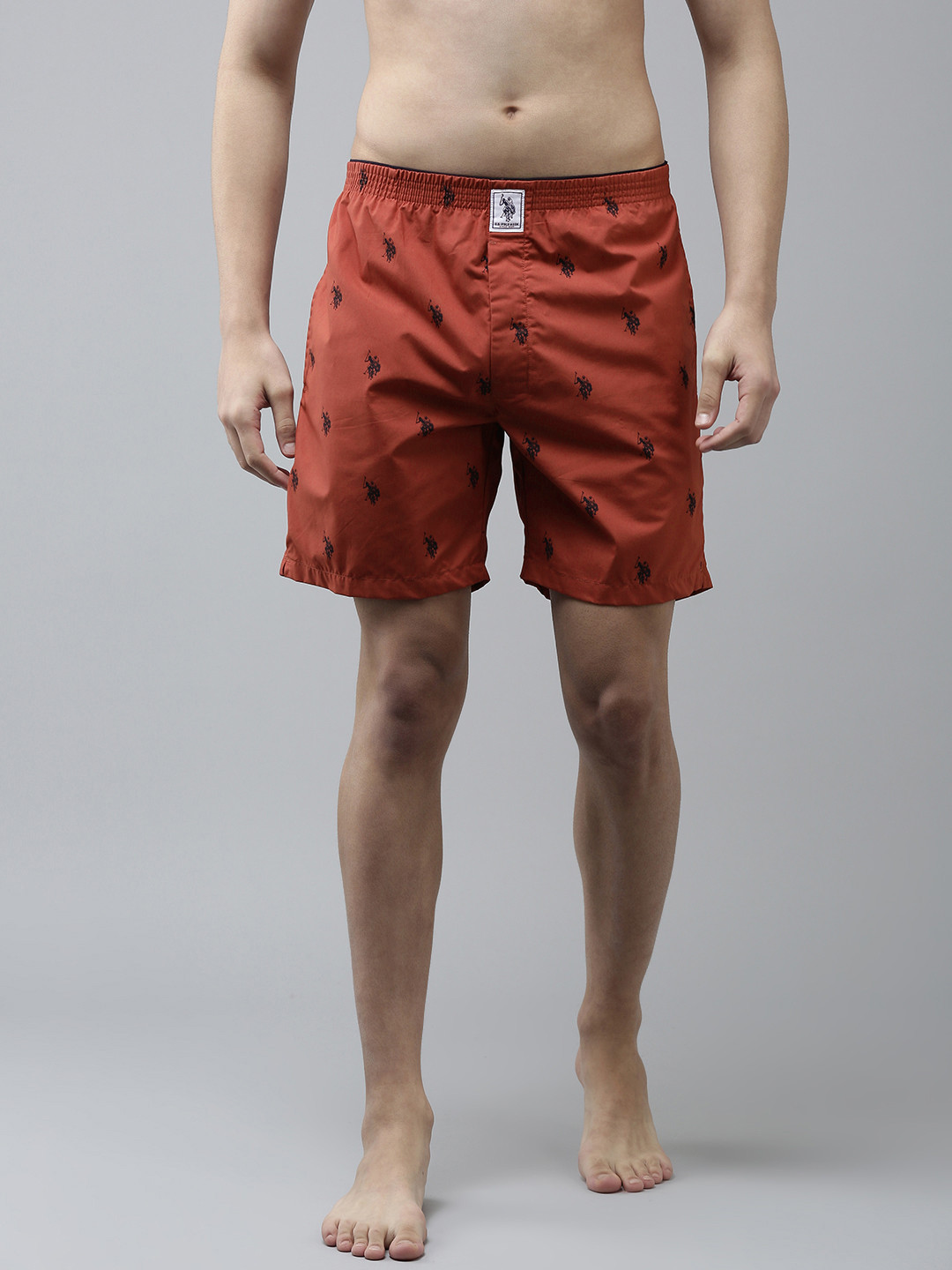 U.S. Polo Assn. Men Rust Orange Logo Printed Boxers 8905202625179