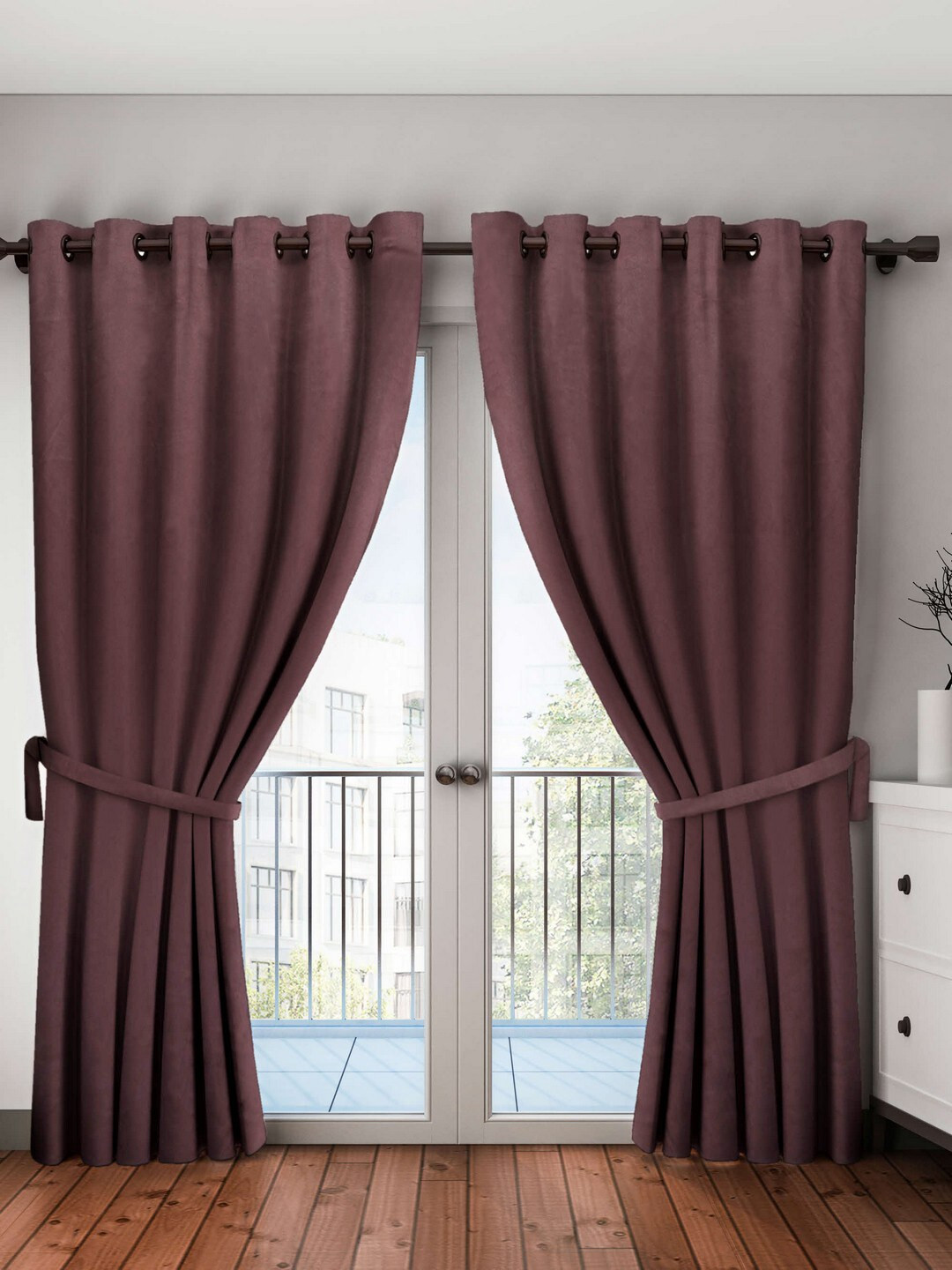 BIANCA Coffee Brown Set of 2 Black Out Long Door Curtains