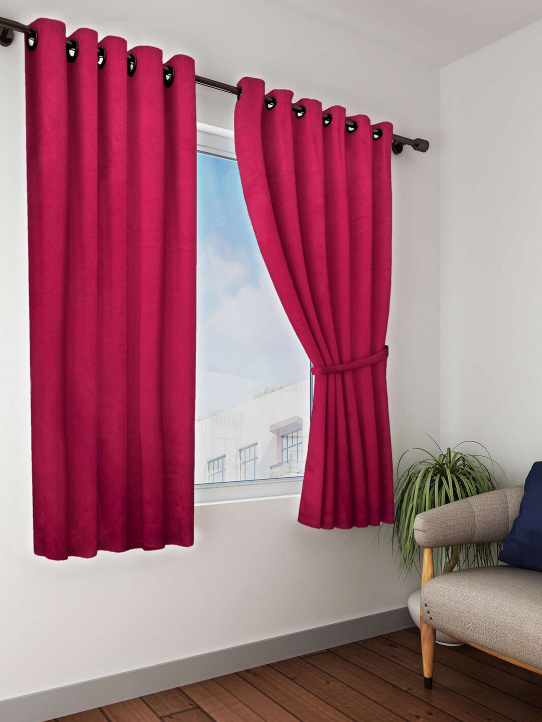 BIANCA Set of 2 Maroon Black Out Curtains