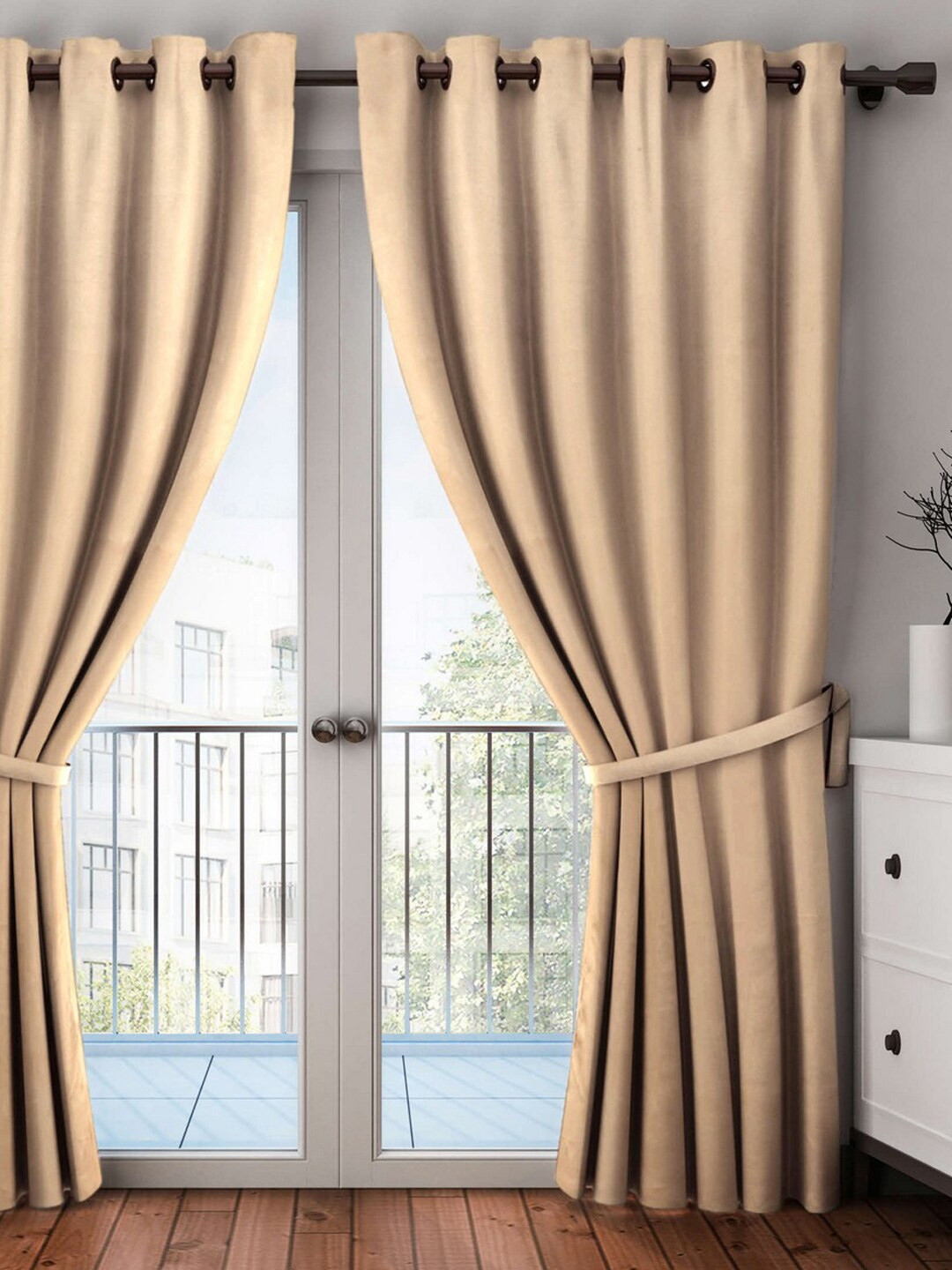 BIANCA Beige Single Black Out Curtain