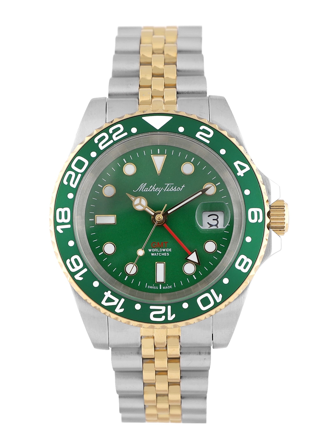 Buy Mathey Tissot Men Swiss Made Green Rolly Vintage GMT Analogue Watch H903BBV Watches for Men 14117388 Myntra