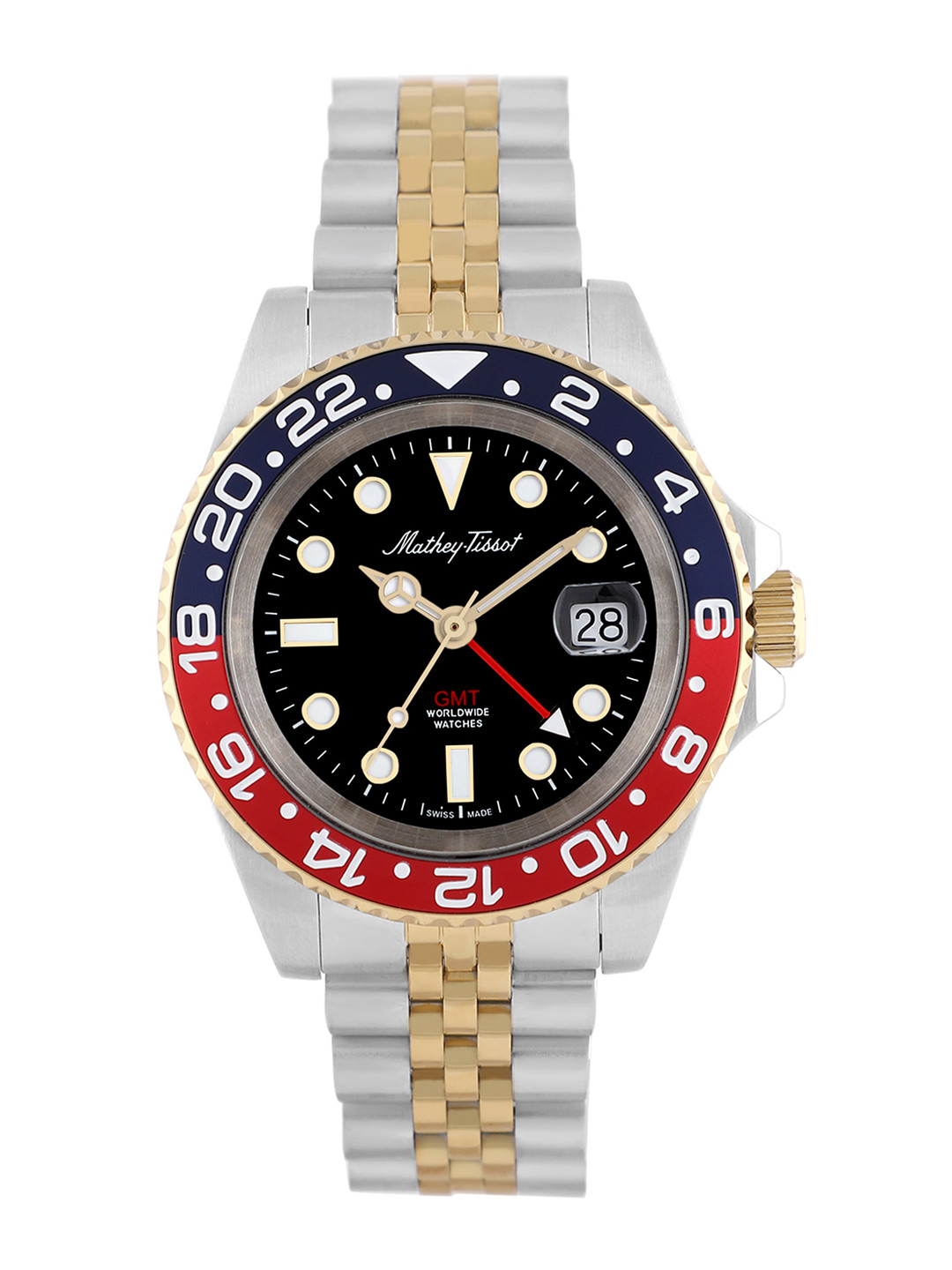 Mathey-Tissot Men Swiss Made Swiss Made GMT Quatrz Black Dial Analog Watch - H903BBR