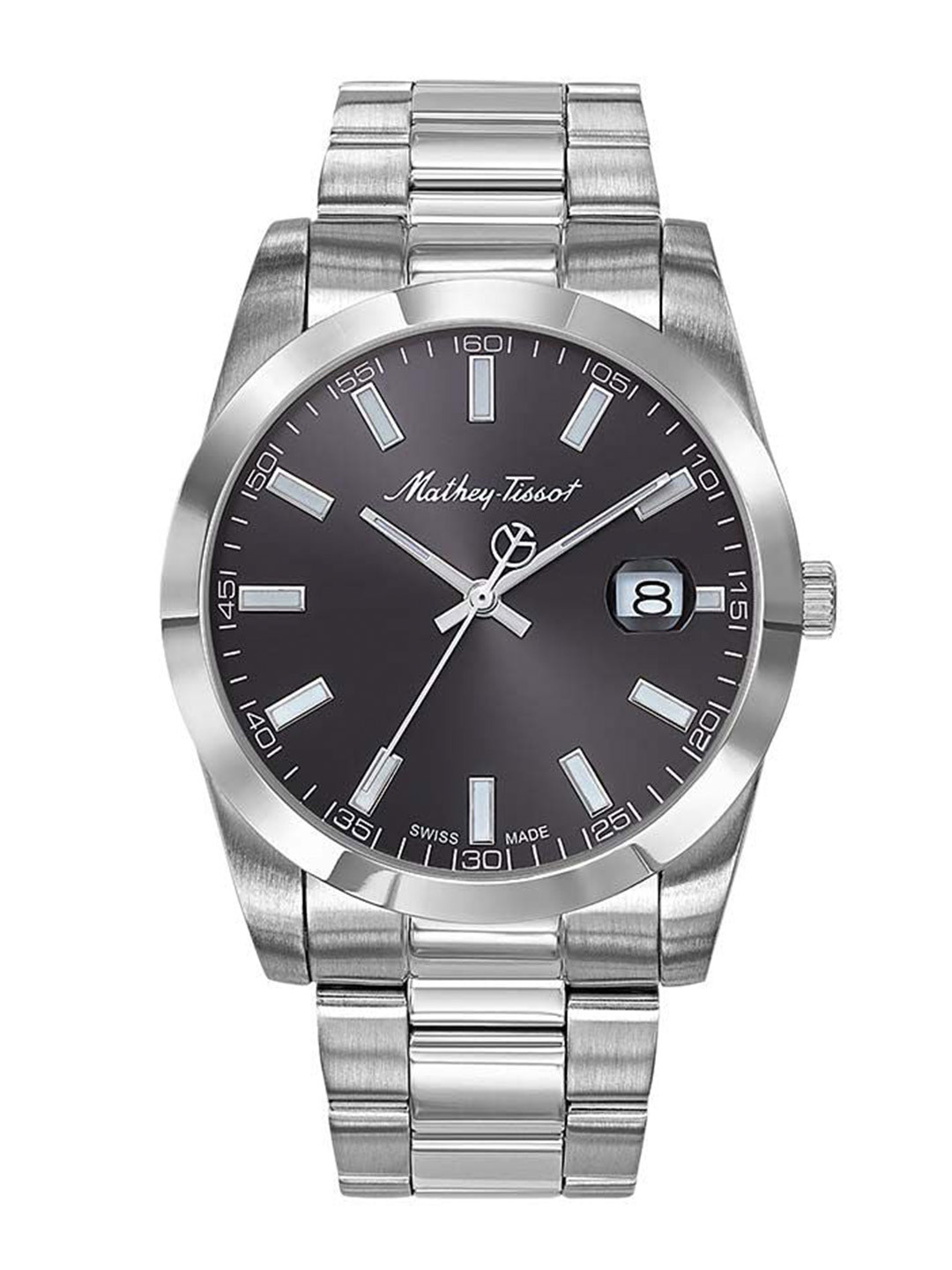 Mathey-Tissot Men Silver-Toned Swiss Made Mathey I Quartz Black Dial  Watch H450AN