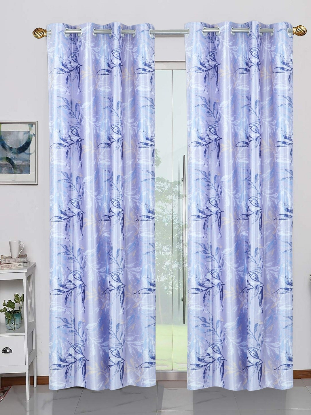 BELLA TRUE Lavender & Blue Set of 2 Door Curtains