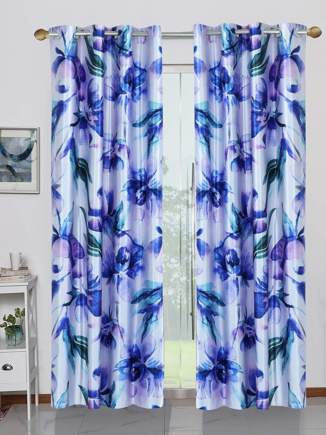 BELLA TRUE Blue Set of 2 Door Curtains