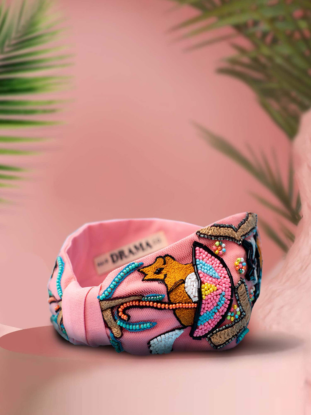 HAIR DRAMA CO. Women Glass Crystals & Pearls Embellished Puff Hair Band