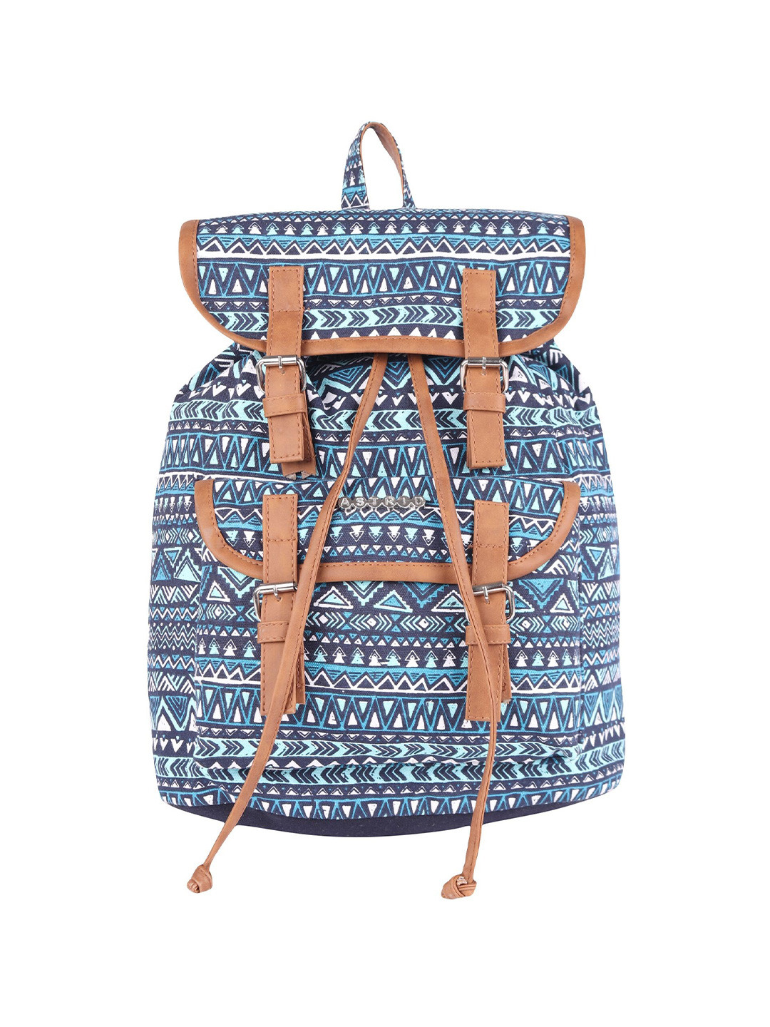 ASTRID Girls Blue & White Geometric Backpack