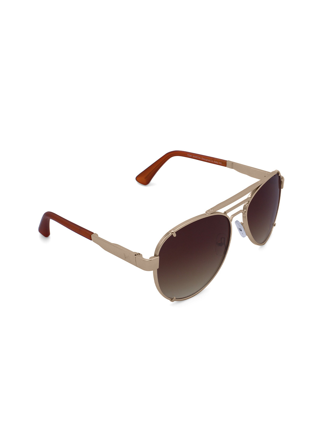 Tom Martin Unisex Brown Lens & Gold-Toned Aviator Sunglasses with UV Protected Lens 1695SM